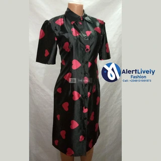 Black and Red Silk Shirt Dress