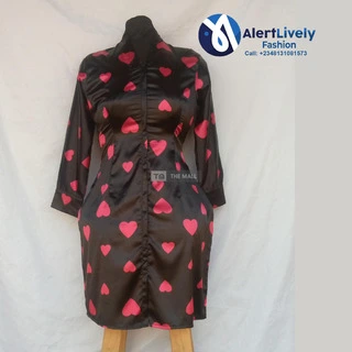 Red and Black Silk Shirt Dress (XL)