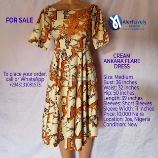 Cream Ankara Flare Dress