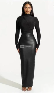 Back Zipper Leather Skirt - 3